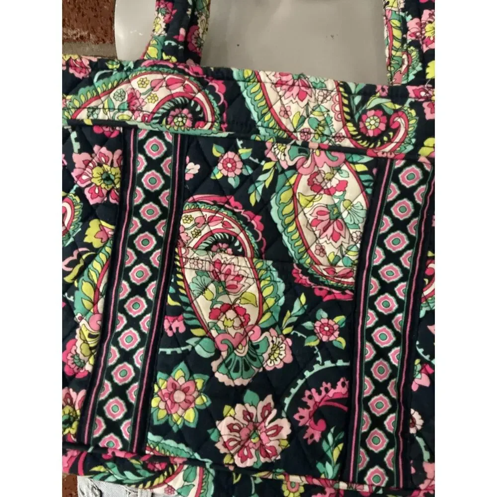 Vera Bradley Large Quilted Tote Bag | Floral Paisley Shoulder Bag Travel Tote
